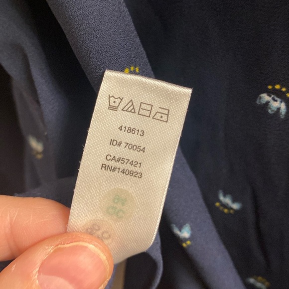 LOFT Navy Floral Split Neck Blouse - Picture 6 of 11